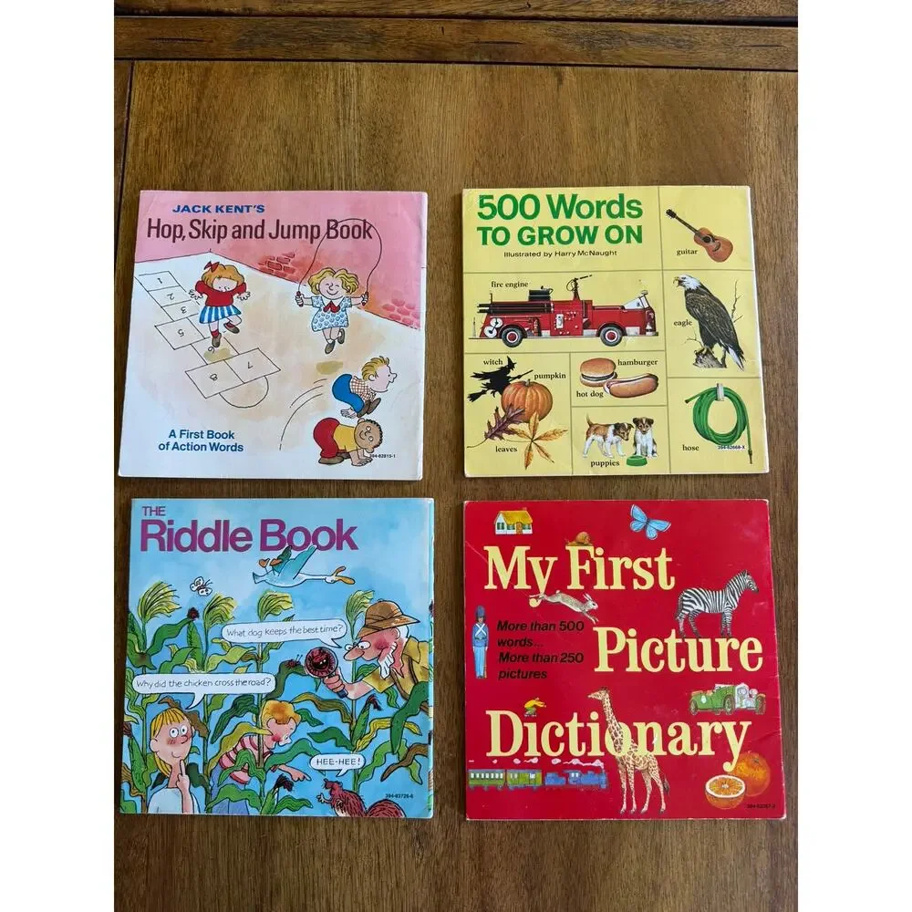 Vintage Early Learning Book Lot Reading Vocabulary Dictionary Riddles 1970s
